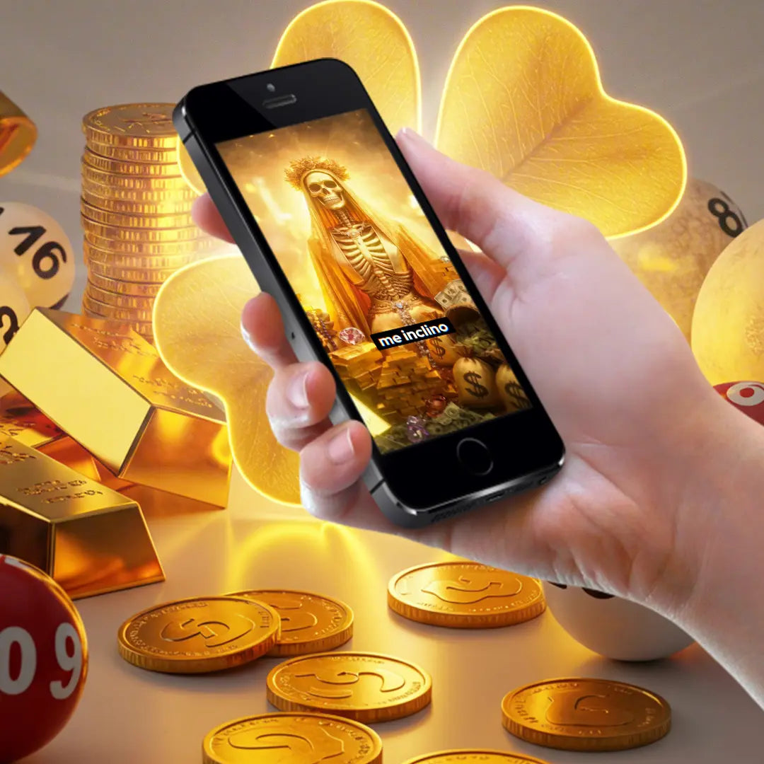 Oración virtual para tener fortuna a la Santa muerte dorada con foto personalizado